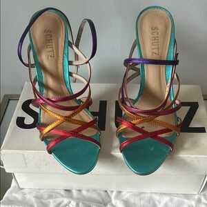 Schutz Women's Multicolor Strappy heels size 9 in original box